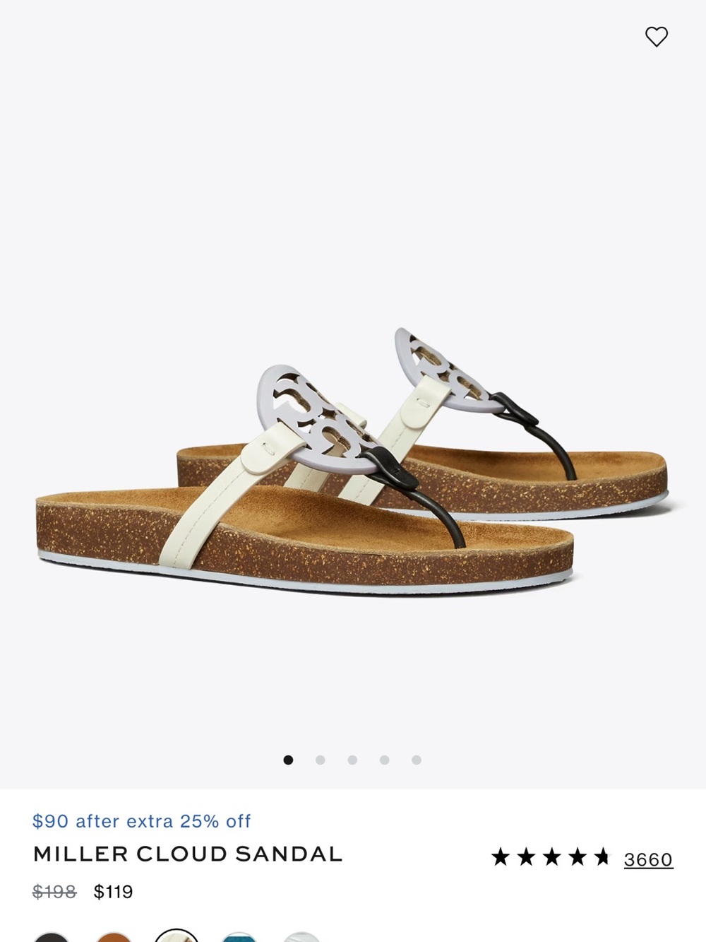 Tory Burch Miller Cloud Sandal in White, Black, Tan